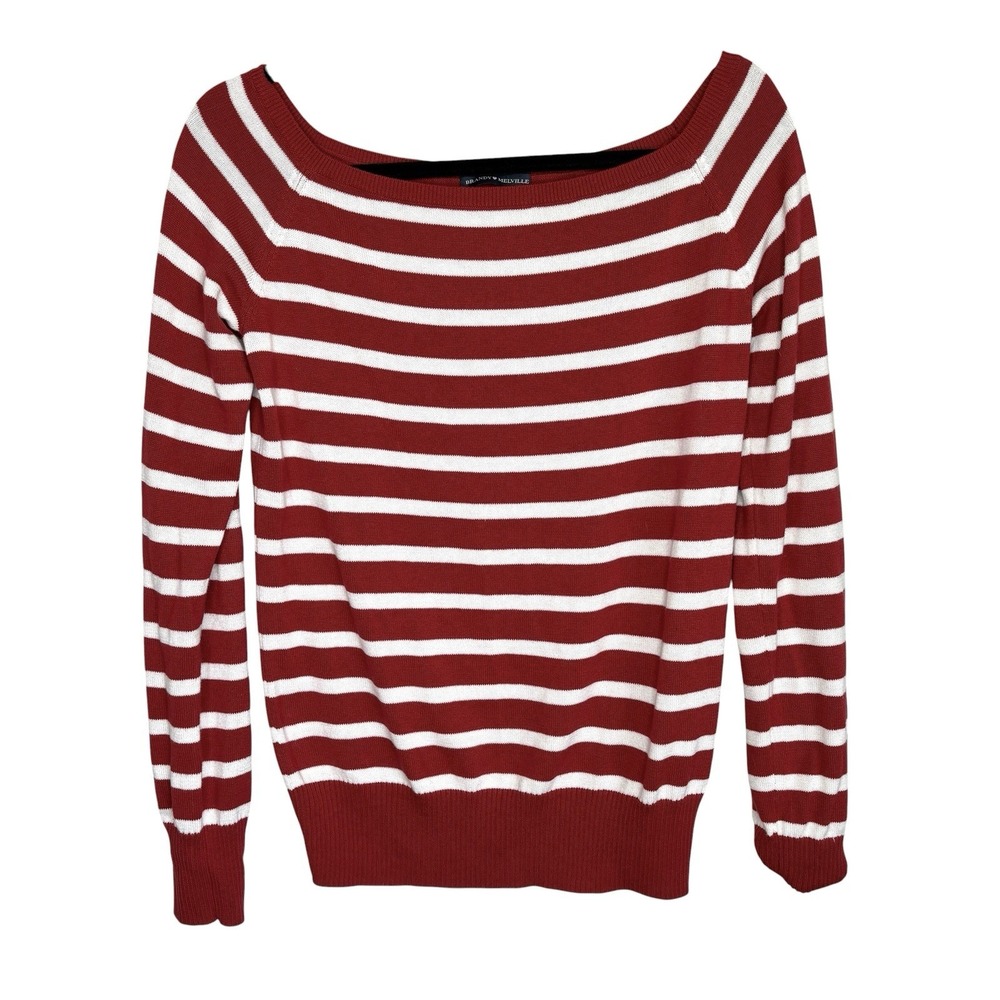 Brandy Melville Striped Nautical Sweater Small Preppy Coastal Off Shoulder Retro